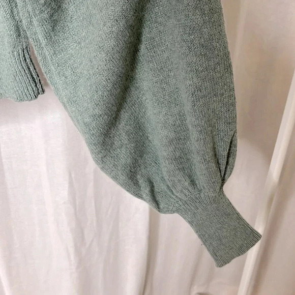 BCBGMAXAZRIA Merino Wool Mock Neck Balloon  Sleeve Crop Sweater, Size S - Picture 4 of 8